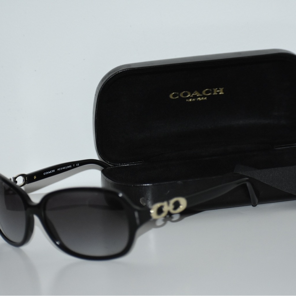Coach Black Women's Sunglasses with Gold Logo Accent - Picture 2 of 2